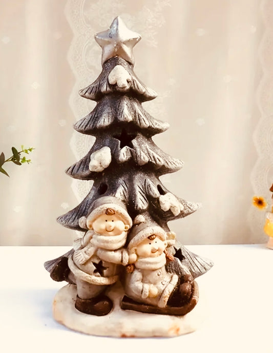 Silikonform Tannenbaum mit Kindern und Schlitten